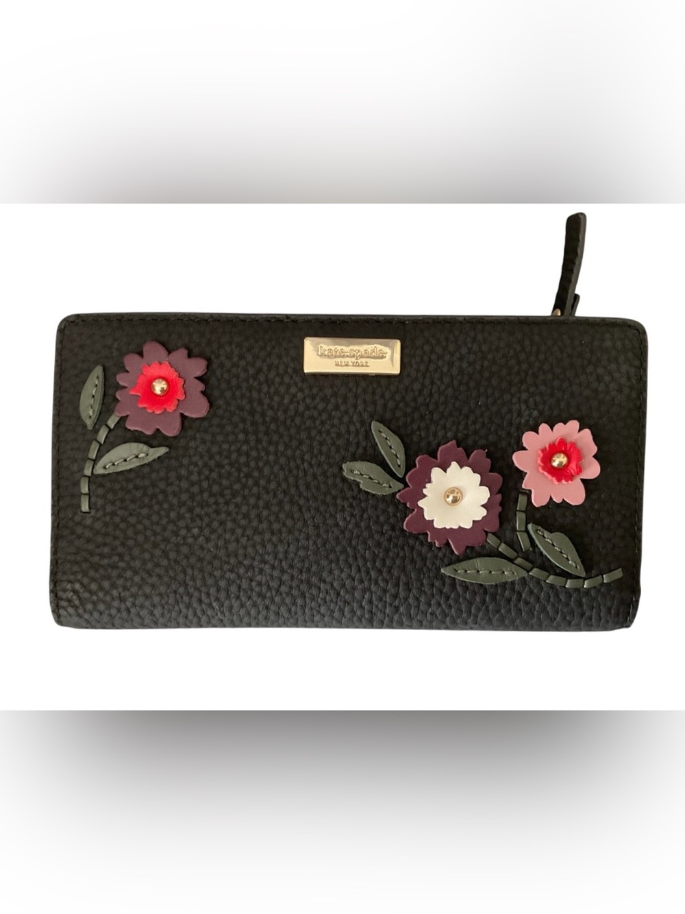 Kate Spade Laurel Way Stacey Floral Applique Slim Bifold Wallet - NWOT